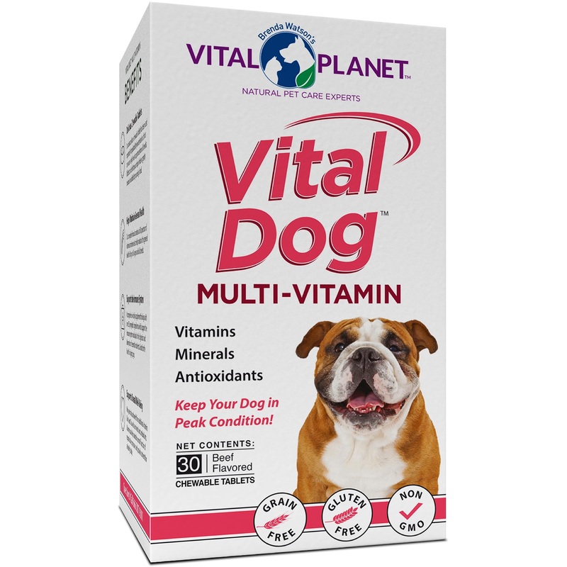 Vital Planet – Vital Dog Multi Vitamin Chewable Tablet Supplement for Everyday Health with Vitamins, Minerals and Antioxidants for Dogs – 30 Beef Flavored Chewable Tablets