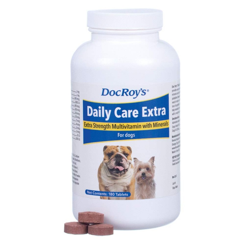 Doc Roy’s Daily Care Extra Multivitamin with Minerals for Dogs- Canine Daily Health Supplement – 180ct Tablets