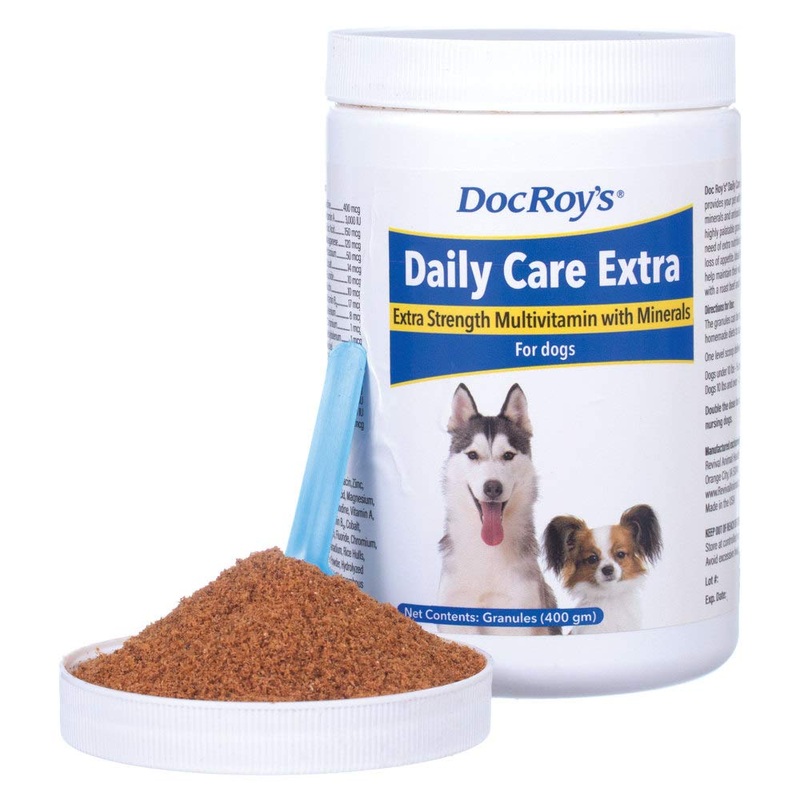 Doc Roy’s Daily Care Extra Multivitamin with Minerals for Dogs- Canine Daily Health Supplement – 400 gm Granules