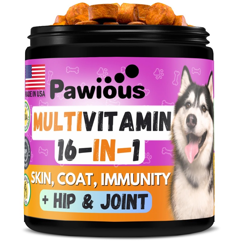 Dog Multivitamin Chewable with Glucosamine 16 in 1 – Dog Vitamins and Supplements – Hip and Joint Support Health – Immunity, Mobility – Gut, Skin, Heart, Coat Roasted Chicken