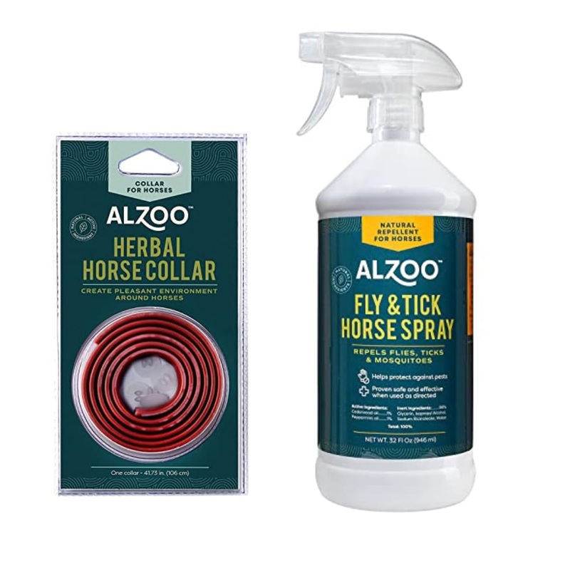 Fly and Tick Horse Spray and Collar Bundle, 100% Plant-Based Active Ingredients, Helps Repel Mosquitos, Horesflies & Ticks
