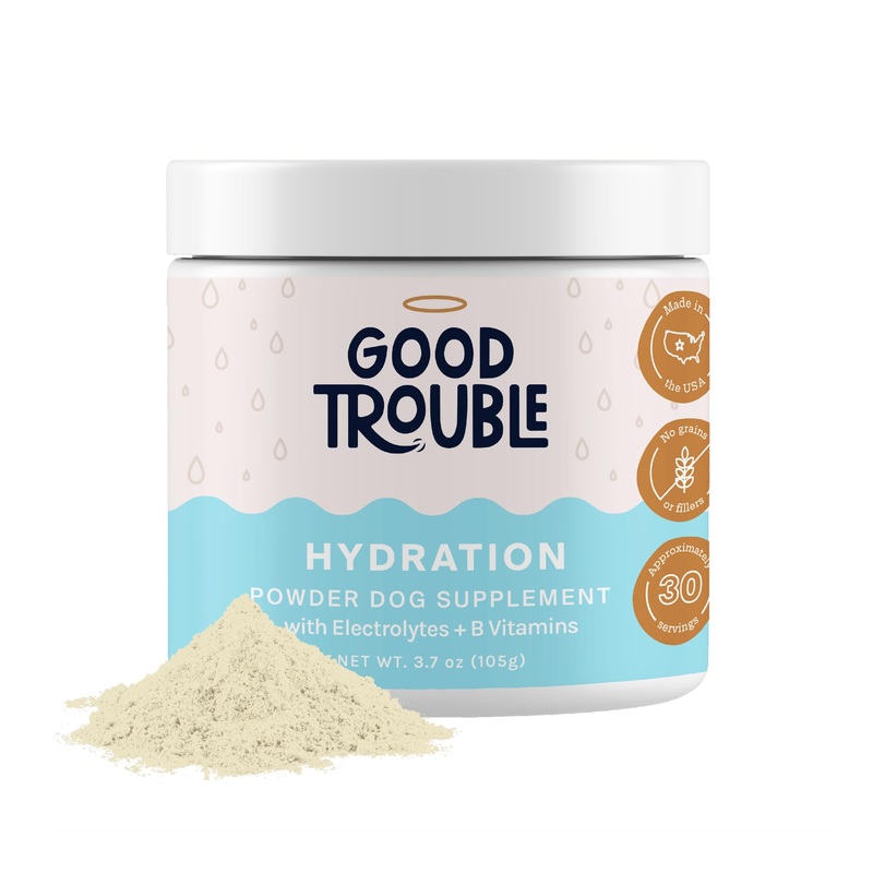 Good Trouble Pets Dog Hydration Powder – Beef Flavored – Premium Electrolyte Supplement with Essential Nutrients and Vitamins, Supports Vitality & Muscle Recovery, Made in USA, 3.7 oz