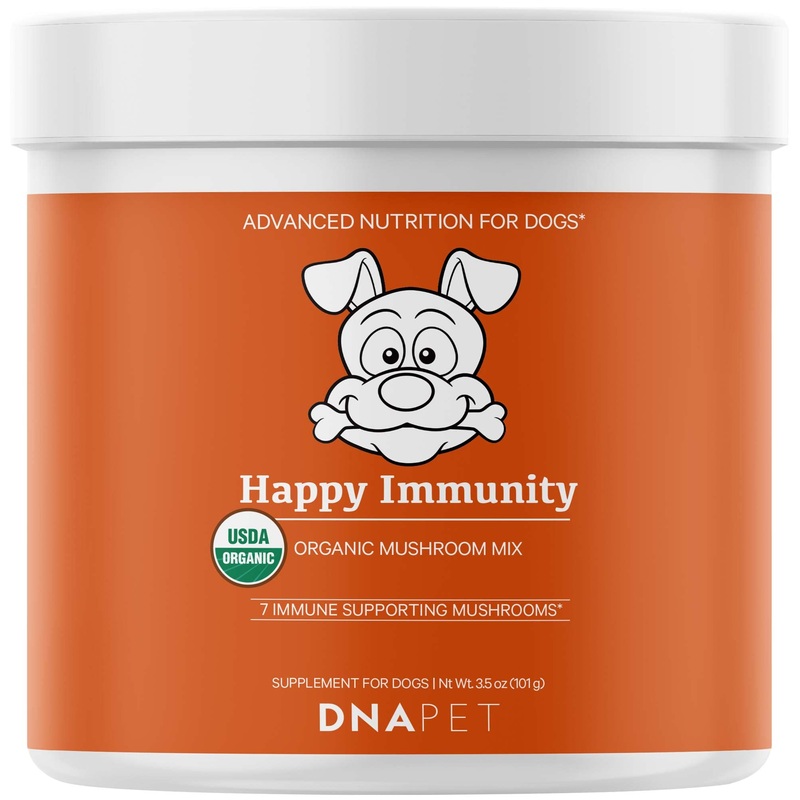 Happy Immunity USDA Certified Organic Mushroom Complex for Dogs, Organic Cordyceps Shiitake Reishi, Vegan Mushroom Blend Powder Canine Supplement, Advanced Mushroom Mix, Non-GMO, 3.5 oz