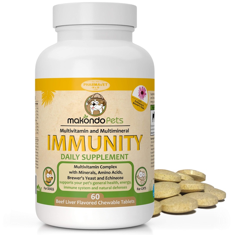 Immune Support Dog Supplement – Dog Allergy Relief with Vitamins, Minerals, Echinacea and Brewers Yeast for Dogs – Immunity Dog Health Supplies, Dog Itch Relief – Cat & Dog Vitamins and Supplements