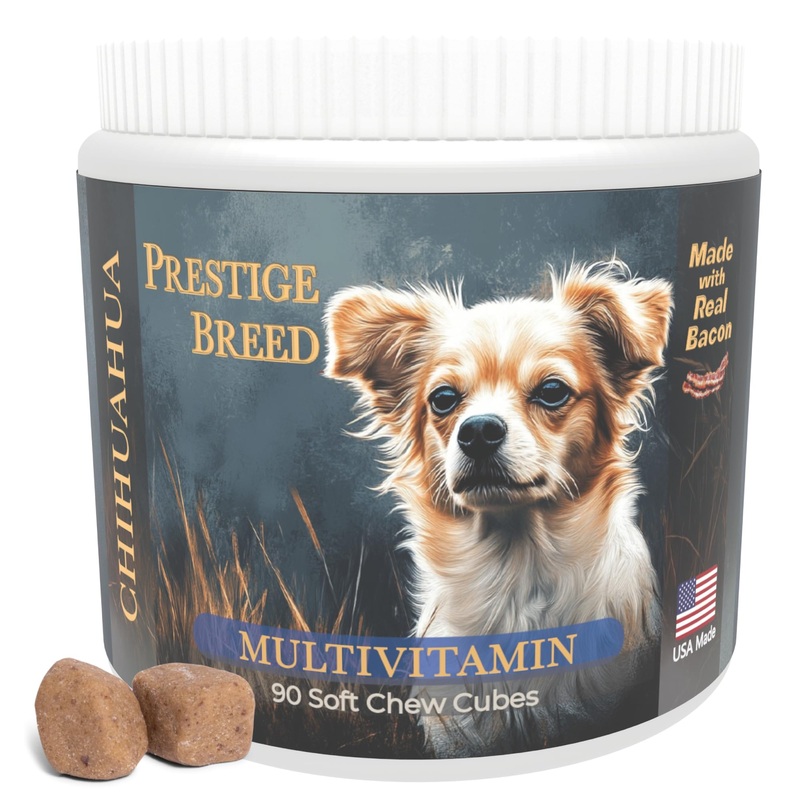 Multivitamins, Balanced Nutrition for Your Chihuahua, 90 Count, Made in The USA with Real Bacon