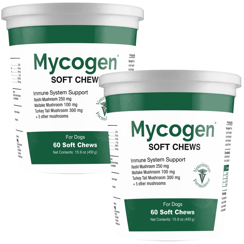 Mycogen for Dogs – Vitamins with 8 Types of Mushrooms – Support Immune System – 60 Soft Chews 1-Pack 60 chews