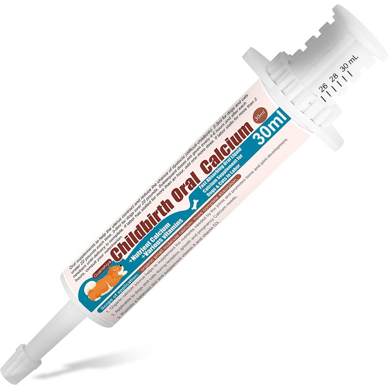 Oral Calcium for Dogs Fast Absorbing Calcium Supplement Liquid – Whelping, Nursing, and Calcium Deficiency Supporting Efficient Labor-30 cc
