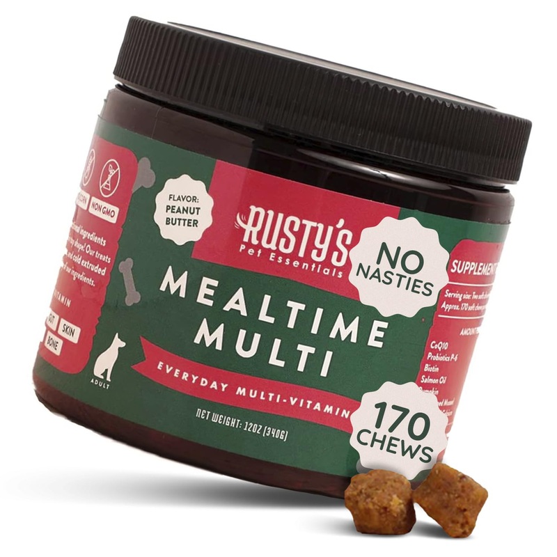 Premium Dog Multivitamin Supplement (170 Chews) – Mealtime Multi – with CoQ10 – Probiotics – Pumpkin – Immune Support – Promotes Better Joint Mobility – Healthy Skin & Coat – Made in The USA