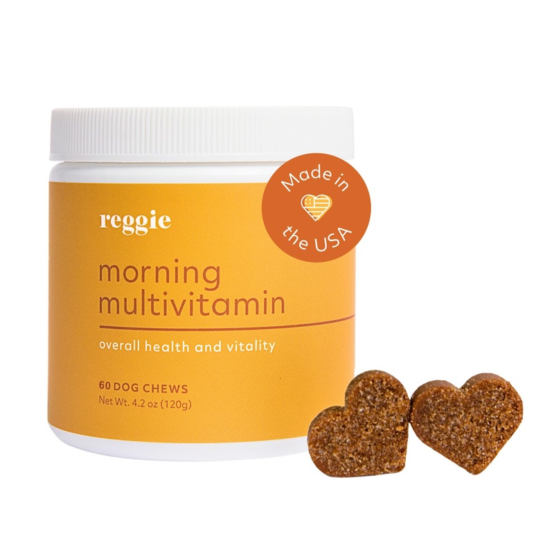 Reggie Morning Multivitamins for Dogs | Advanced Daily Immunity Booster for Heart, Joint, Skin, and Gut Health | Made in The USA, Vet-Approved, & Ideal for All Ages, Breeds, and Sizes – 60 Soft Chews