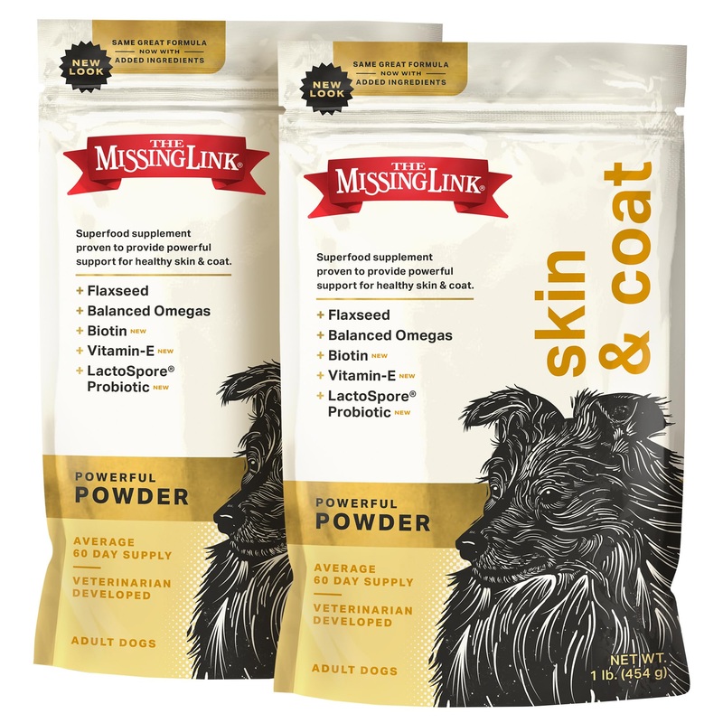 The Missing Link Skin & Coat + Probiotics Supplement 1lb Bag 2/Pack – Powerful Superfood Powder for Dogs Supports Healthy Skin & Glossy Coat, Promotes Hair Growth