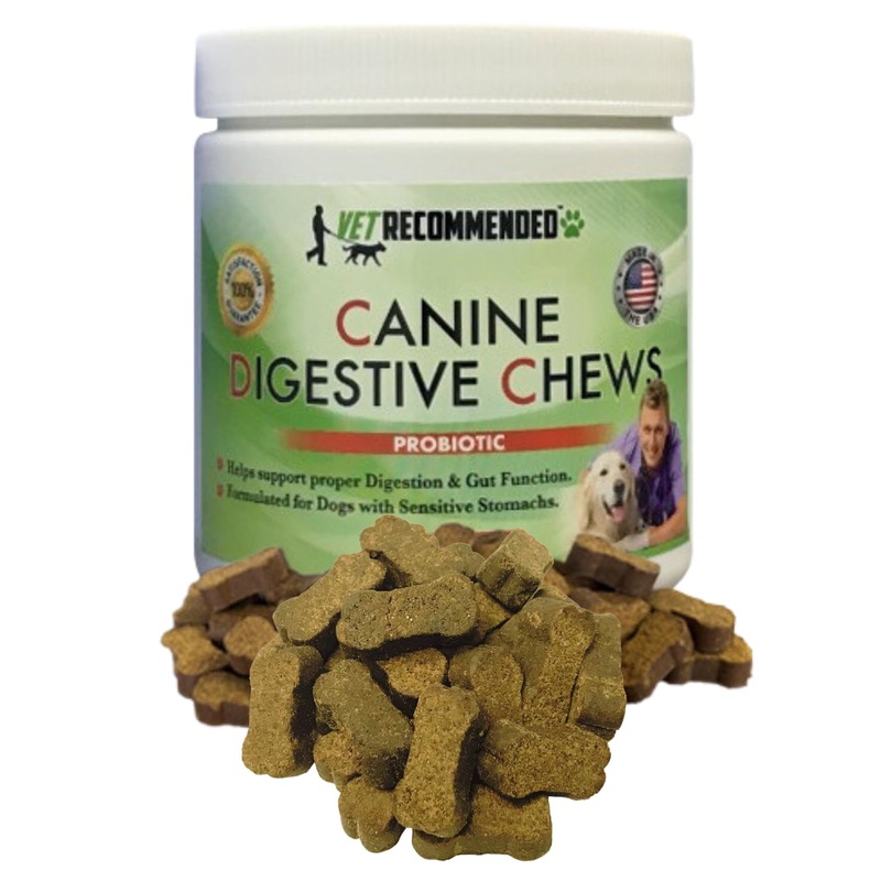 Vet Recommended Probiotic Digestive Chews for Dogs with Sensitive Stomach (60 Ct.) Chewable Fiber Supplement for Gut Health, Digestive Support, Immunity Health and Improve Digestion | Made in USA