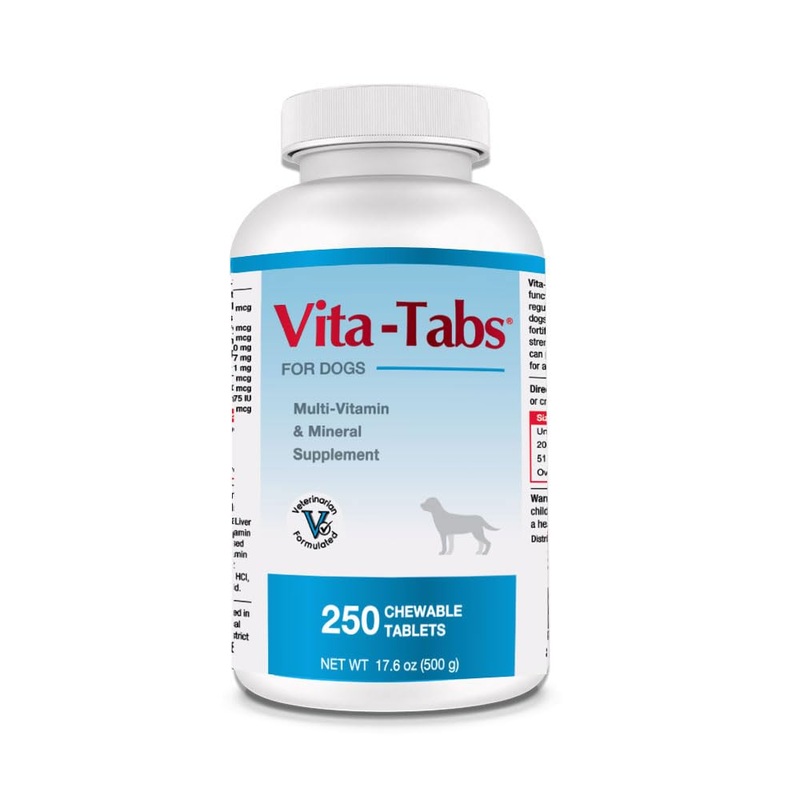 Vita-Tabs – Essential Vitamins, Minerals, Nutrients – Health Supplement for Dogs – Support Immune System, Bones – Liver Flavored – 250 Chewable Tablets