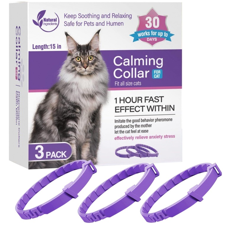 4Pcs Relaxants Cat Calming Collar for Anxiety Relief & Overgrooming – Effective Pheromone Cat Collar for Anti-Aggression & Indoor Cats – Therapet Calm Collar for Comfort Zone Relaxation (Purple) Purple