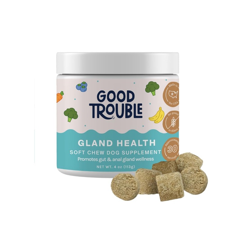 Anal Gland Soft Chew Dog Supplements – Wellness Formula & Digestive Health – Essential Vitamins &- Digestive Enzymes for Dogs by Good Trouble Pets (30 Count) Gland Support (Fruit Blend Flavor) 1 Pack