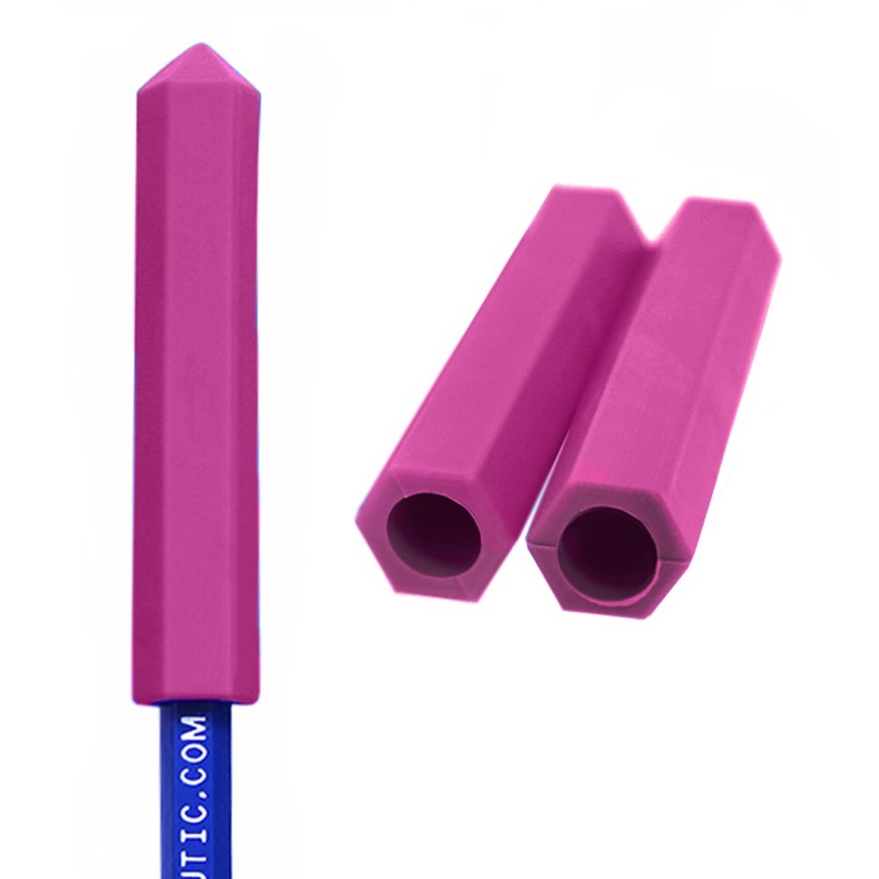 ARK’s Krypto-Bite Pencil Topper Chewable Tubes – Made in USA (3 Pack of Soft for MILD Chewing, Magenta)