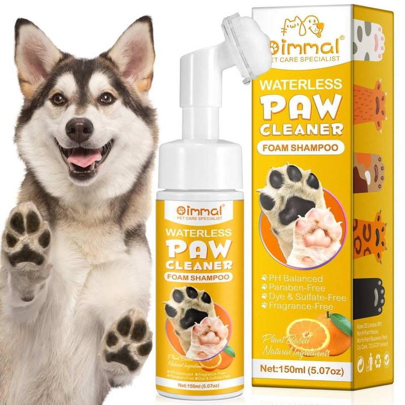 Clean Paws – No-Rinse Foaming Cleanser Paw and Foot Cleaner  Gentle and pH Balanced to Provide a deep Clean Safe for All Dogs and Cats | Portable Bottle with Silicone Bristle Brush