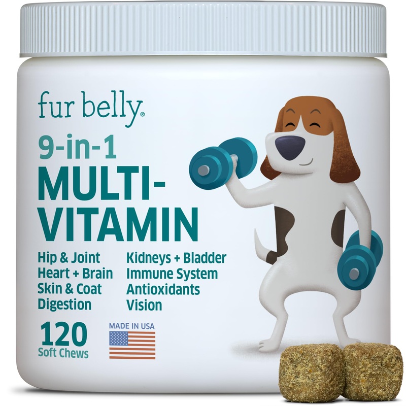 Dog Multivitamin – Dog Vitamins and Supplements – Digestive Enzymes & Probiotics – Probiotics for Dogs – for Skin and Coat Allergies – Immune System & Overall Health – 120 Soft Chew Dog Treats
