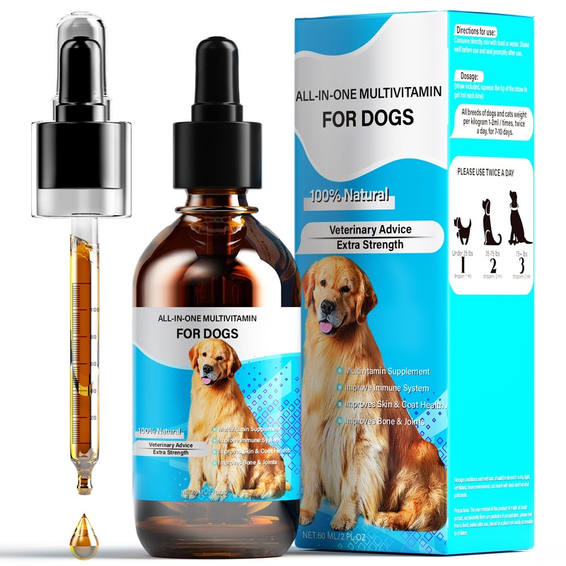 Dog Vitamins Liquid, 13-In-1 Dog Multivitamin Extra Strength to Improve Dogs Digestive & Immune, Skin & Coat, Bone & Joint Health, 60 Ml Nature Dog Vitamins and Supplements for All Age Breed Size Dog