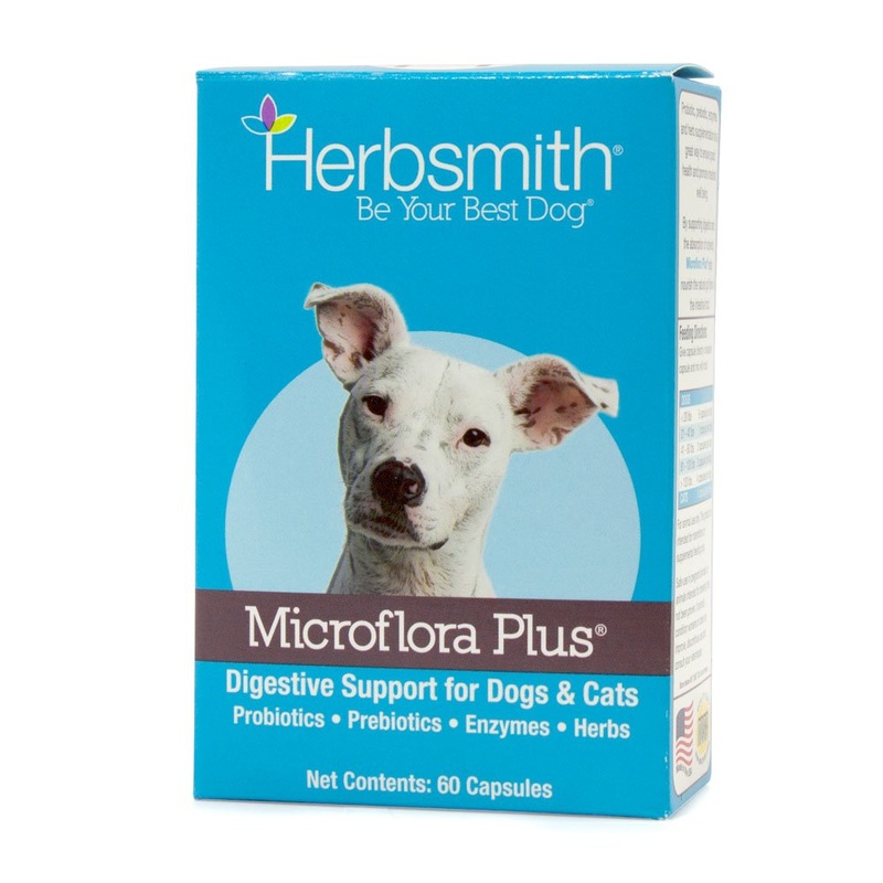 Herbsmith Microflora Plus  Dog Digestion Aid Probiotics and Digestive Enzymes for Dogs  Prebiotic for Dogs  60 Capsules