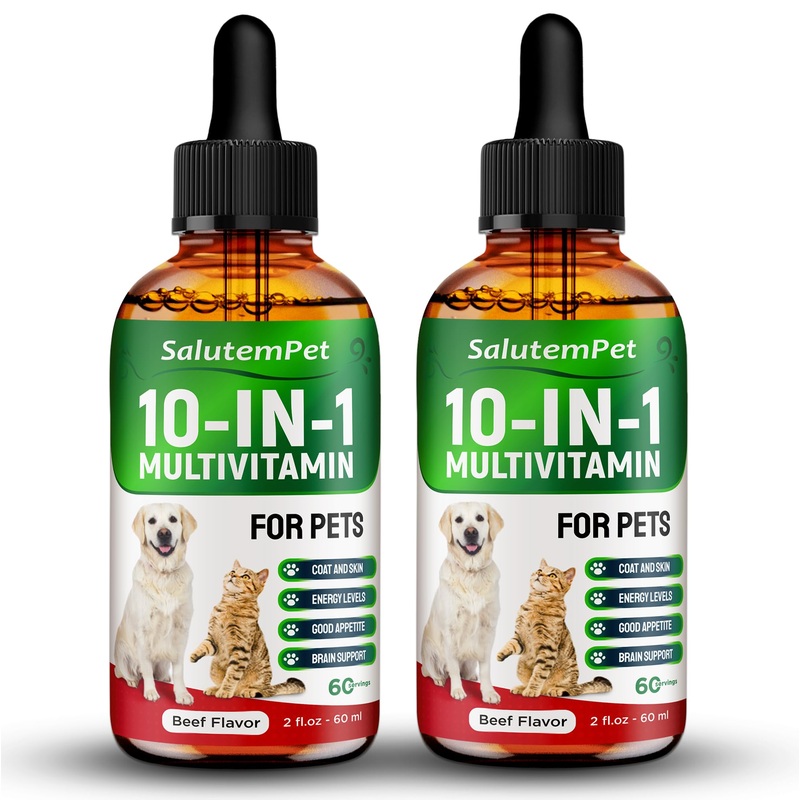 Liquid Multivitamin for Dogs | Multivitamin for Cats | Vitamin for Dogs, Pets | Cat Supplements | 2 Packs Beef 2 Pack x 2 Fl Oz