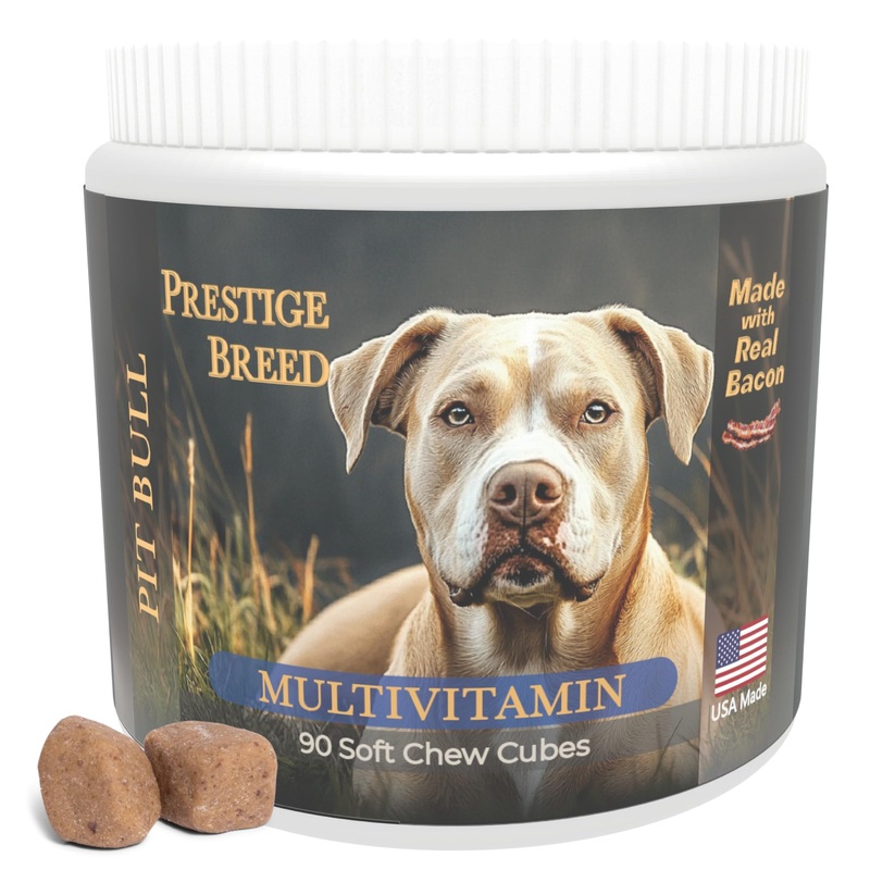 Multivitamins, Balanced Nutrition for Your Pit Bull, 90 Count, Made in The USA with Real Bacon