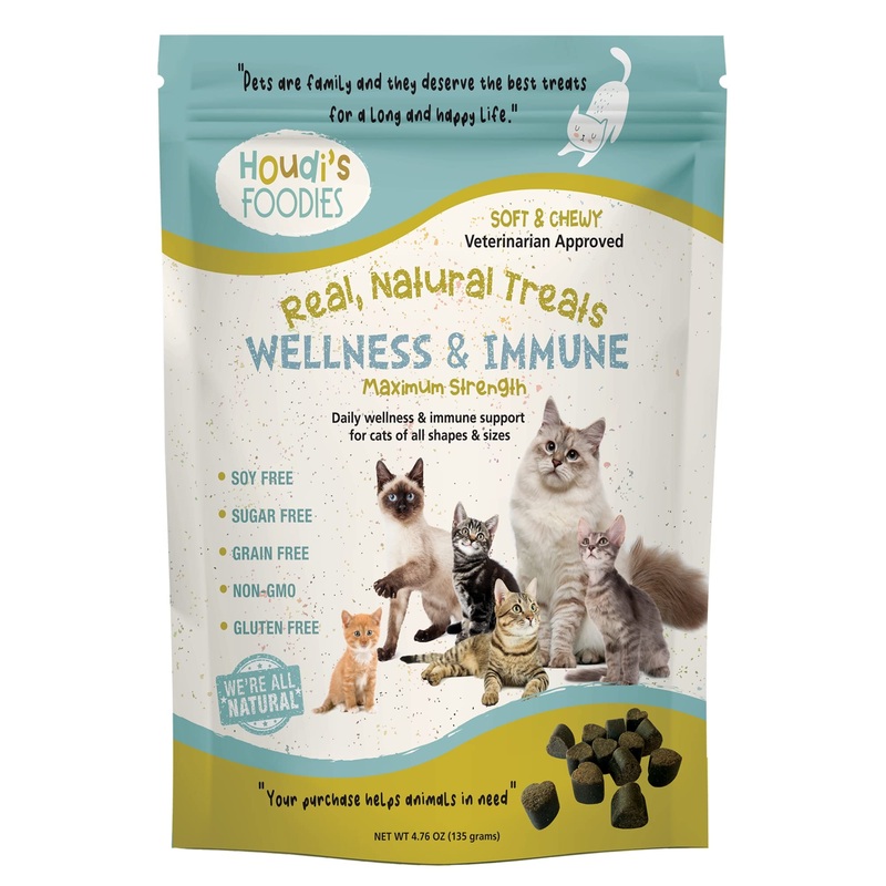 NORTH AMERICAN HERB & SPICE Houdi’s Foodies Wellness & Immune – Easy-to-Chew, Veterinarian-Approved SmartSupps for Cats – Grain Free, Gluten Free & Non-GMO