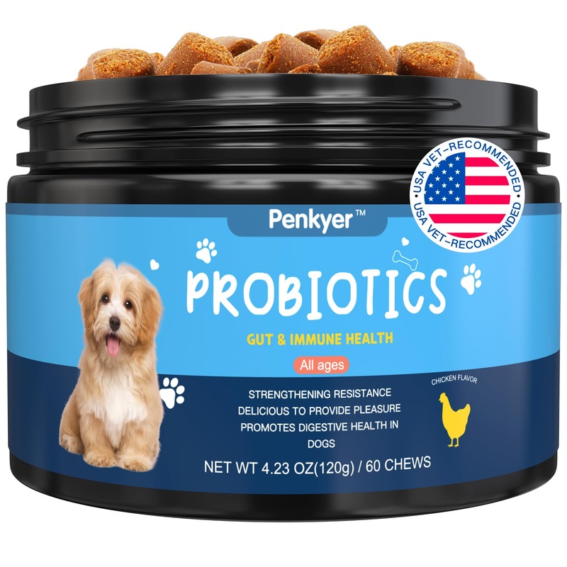 Probiotics for Dogs, Dog Probiotic Chews for Gut Immunity Health Yeast Itchy Skin Ears Puppy Probioticos Digestive Enzymes with Prebiotics Chewable Reduce Diarrhea Gas Allergies Chicken 60 chews (4.23 OZ) – for puppy