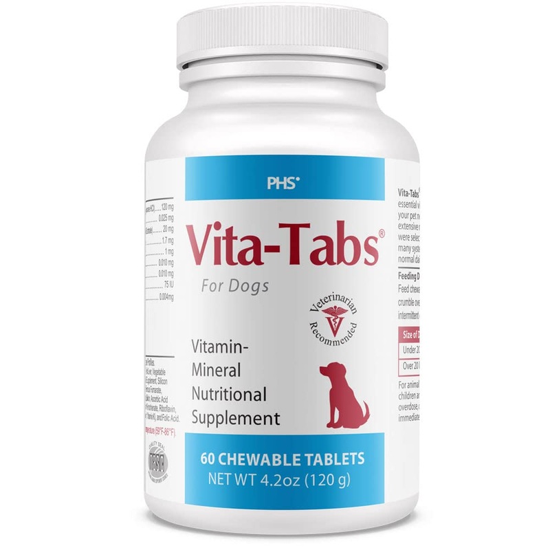 Vita-Tabs – Essential Vitamins, Minerals, Nutrients – Health Supplement for Dogs – Support Immune System, Bones – Liver Flavored – 60 Chewable Tablets