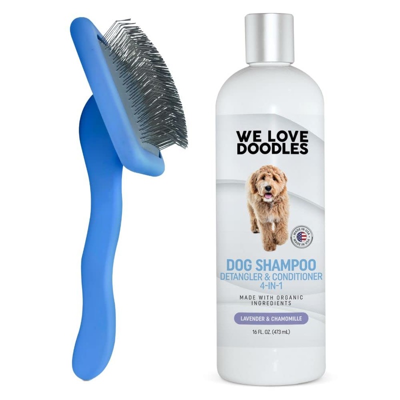 We Love Doodles Grooming Kit – Large Slicker Brush & Shampoo for Goldendoodles