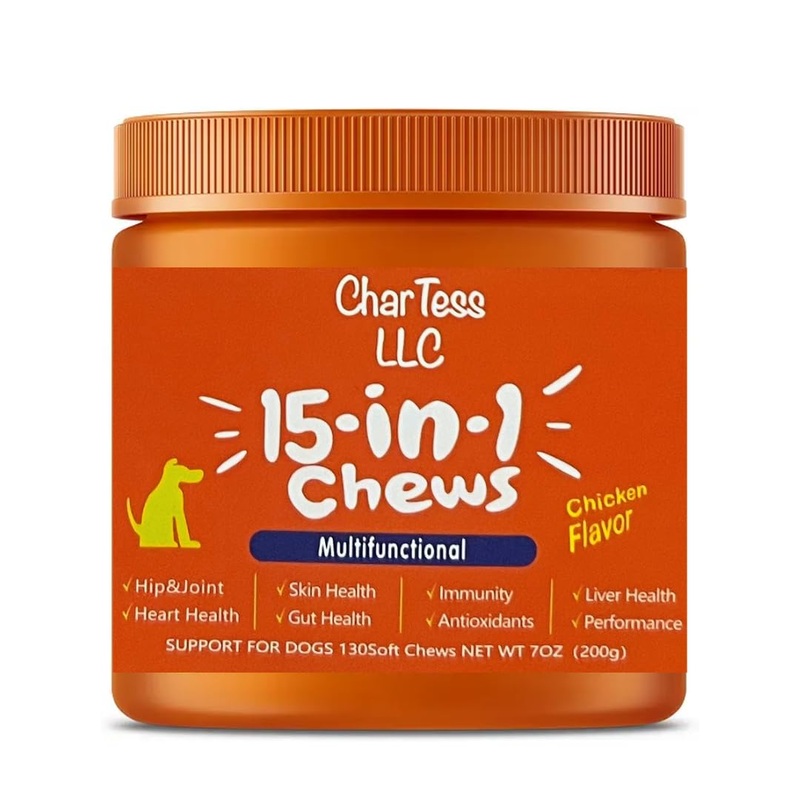 15-in-1 Multivitamin Dog or Cat Chews – Salmon Oil, Immune Support, Heart Health, Hip and Joint Health – 130 Soft Chews