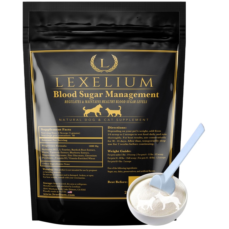 Blood Sugar Management for Diabetic Dogs and Cats- Vet-Formulated Powder Formula -Supports & Regulates Healthy Blood Sugar Levels- Supplements Insulin Sensititivity & Glucose- Made in The USA -200g