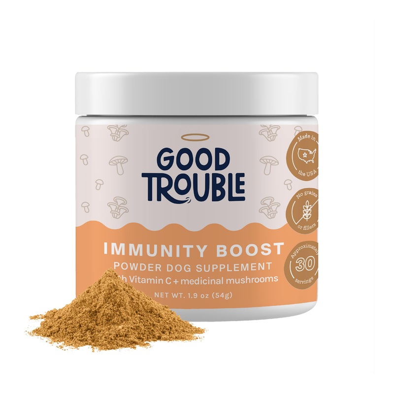 Immunity Boost & Allergy Mushroom Supplement Powder for Dogs & Puppies, with Turkey Tail Mushroom Powder – Critical Immune Defense for Small and Large Breeds by Good Trouble Pets (1.9 oz, Beef)