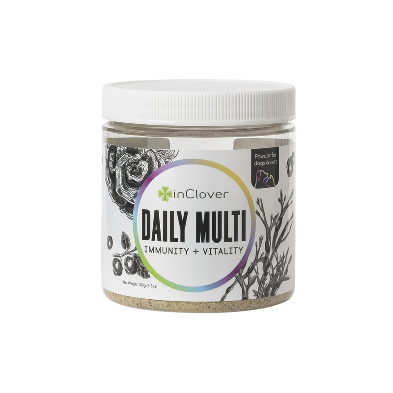 InClover Daily Multi Cat & Dog Vitamin – Canine & Feline Vitality Powder – Immunity Boost with Organic Blueberry, Seaweed, Turkey Tail Mushroom & Postbiotic Fibers – Critical Immune Defense Supplement