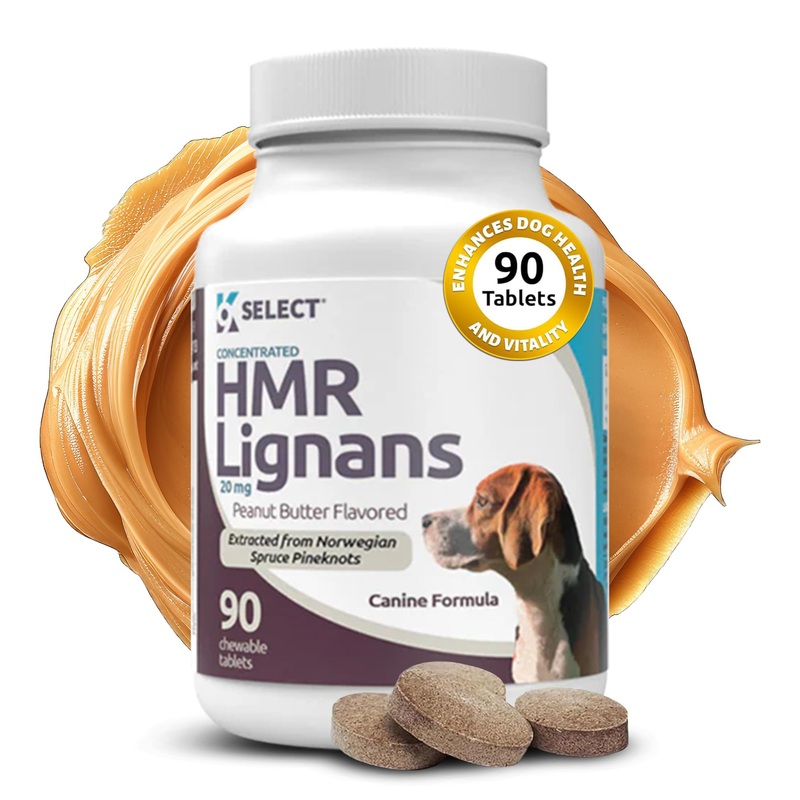 K9 Select HMR Lignans for Dogs – Enhancer for Overall Wellness, Immune Support for Dogs – Norway Spruce Extract Holistic Dog Health – Digestion, & Coat Care – Peanut Butter, 20mg, 90 Tablets