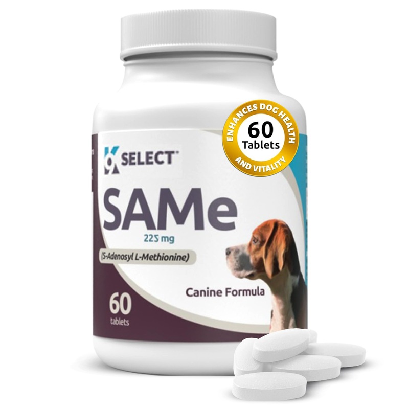 K9 Select SAM-e for Dogs: 225mg, 60 Tablets Active S-Adenosyl-L-Methionine Liver Supplement – Cognitive and Joint Health Nutrition for Medium and Large Dogs – Same Dog Liver Nutritional Supplement