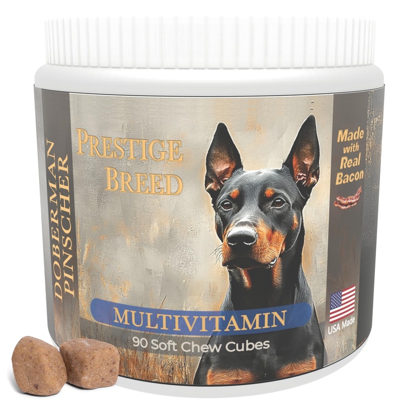 Multivitamins, Balanced Nutrition for Your Doberman, 90 Count, Made in The USA with Real Bacon