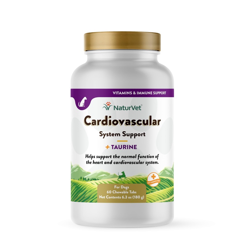 NaturVet Cardiovascular Support Dog Supplement Plus Taurine  Helps Support Dog Heart and Cardiovascular Systems  Includes Antioxidants, Magnesium, Hawthorn, L-Carnitine  60 Ct.