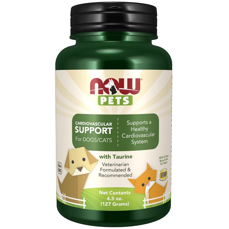 NOW Foods Pet Health, Cardiovascular Support Supplement, Formulated for Cats & Dogs, NASC Certified, Powder, 4.5-Ounce Chicken 4.5 Ounce (Pack of 1)