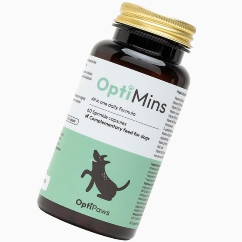 OptiMins Dog Vitamin & Mineral Capsules – Essential Nutrients for Health – Vitality & Immune Support – Multivitamin, Amino Acids, and Minerals for Skin, Digestion and Heart Health