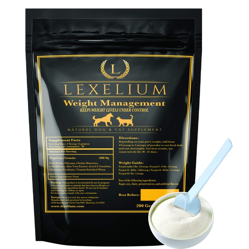 Organic Weight Management Supplement for Cats & Dogs | 100% Natural Pet Supplement Powder | Helps with Weight Loss & Curbing Appetite | Keeps Cats and Dogs from Overeating | 200 Grams