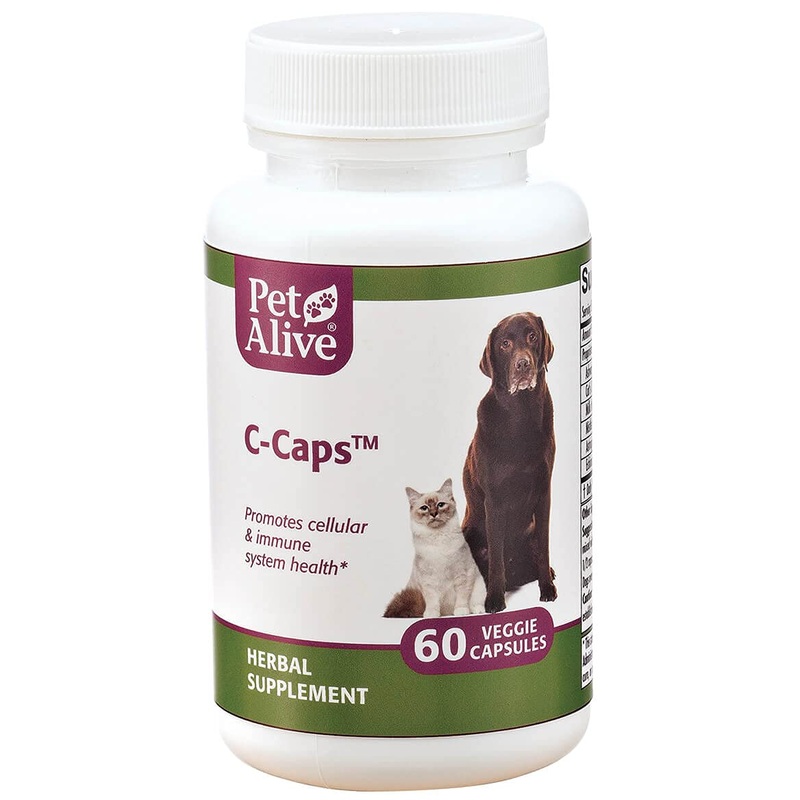 PetAlive C-Caps – All Natural Herbal Supplement Promotes Cellular and Immune System Health in Dogs and Cats – 60 Veggie Caps 60 Count (Pack of 1)