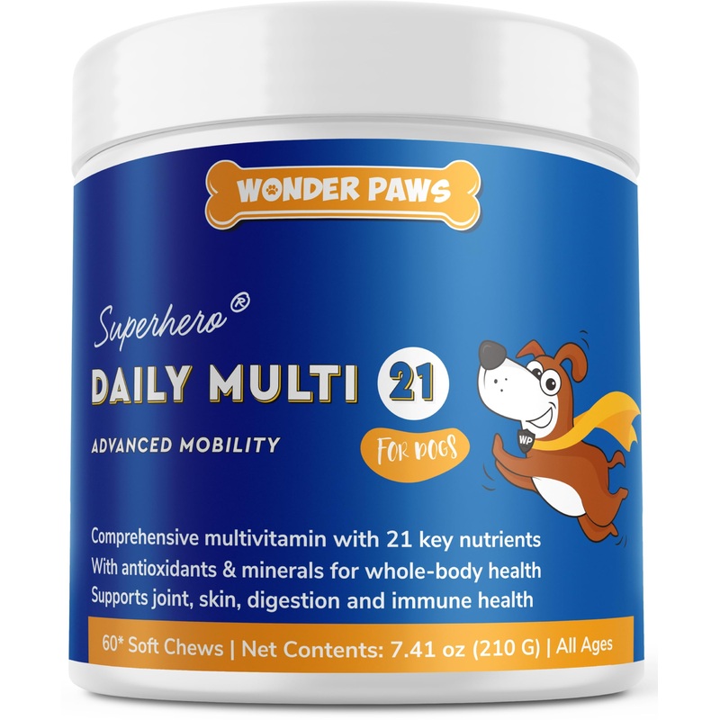Premium Multivitamin for Dogs Daily Multi for Immune, Mood, Joint, Skin, Heart & Digestive Health – 21 in 1 Dog Multivitamins for Optimal Health Essential – 60 Multivitamin Dog Chews