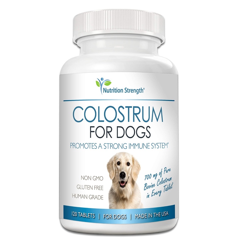 Pure Bovine Colostrum for Dogs Supplement, Rich in Antibodies to Protect Against Disease, Support for Immune Function, Digestive System, 120 Chewable Tablets
