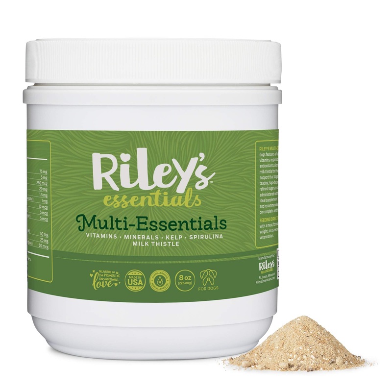 Riley’s Multi-Essentials Multivitamin for Dogs – Vitamins, Minerals, Spirulina, Kelp, and Milk Thistle for Nutritional Support – Puppy and Senior Dog Vitamins – 8oz Powder