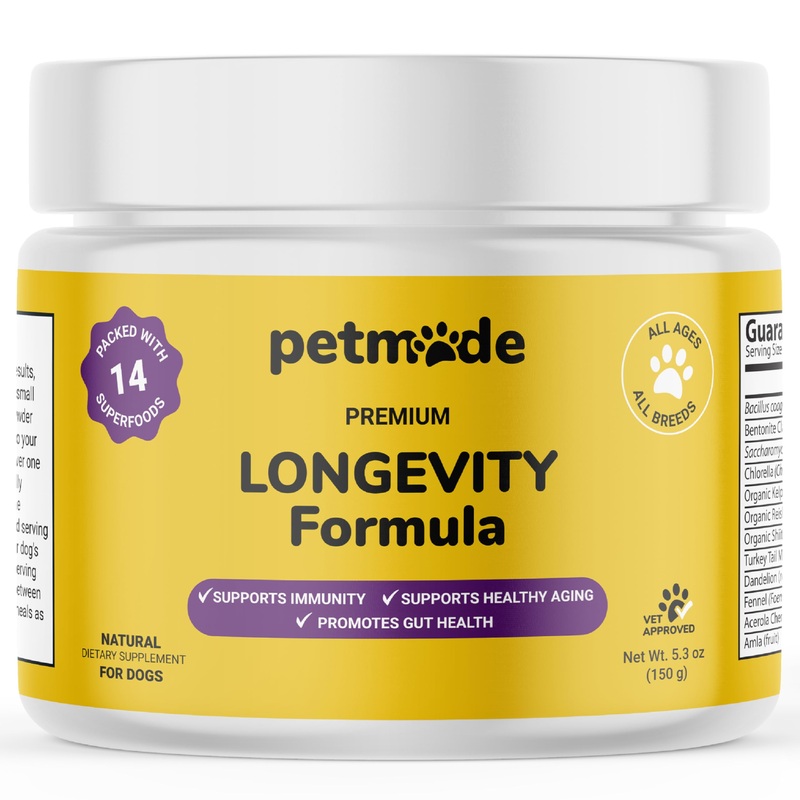 Turkey Tail Mushroom Antioxidant Dog Supplements & Vitamins Powder – Longevity Formula with Prebiotics and Probiotics for All Dogs, Gut Health, 5.3 oz