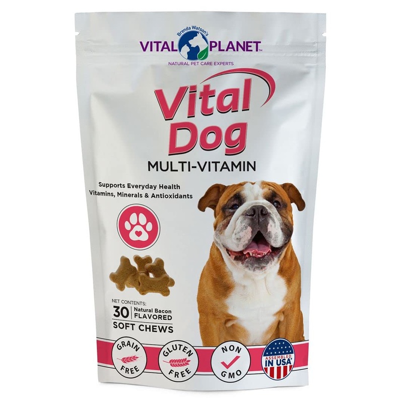 Vital Planet – Vital Dog Multivitamin for Everyday Health with Vitamins, Minerals and Antioxidants – 30 Bacon Flavored Soft Chews