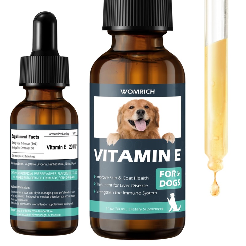 Vitamin E for Dogs 30 ML – Dog Vitamins E – Vitamin E Dropper for Dogs, Improve Skin & Coat Health, Treatment for Liver Disease, Strengthen Immune System – Natural Formula for All Ages, and Breeds