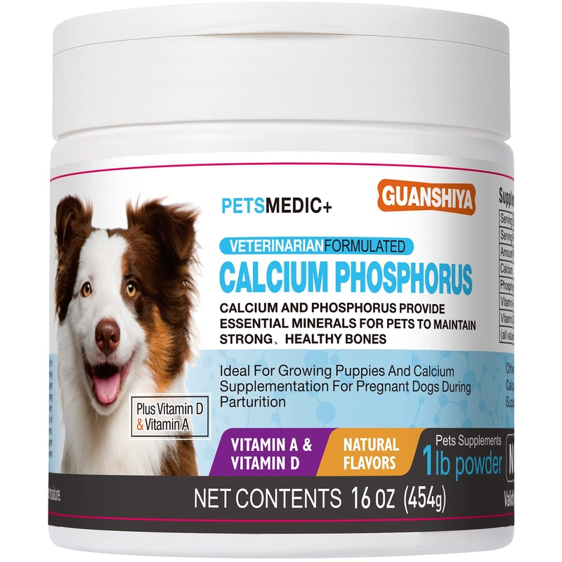 16 OZ Dog Calcium Supplement with Phosphorus and Vitamin D, Calcium Powder for Dogs, Promotes Optimal Bone Development for Puppies Aged 8 Weeks and Up, No Color