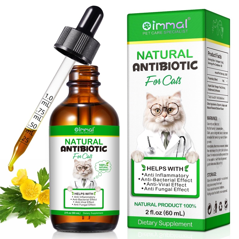 Cat Antibiotics for Infection Wounds,Natural Cat Antibiotics for UTI,for Cats Ear Infection & Upper Respiratory Infection & Infection Stomitas,Supports Immune & Cats Allergy Relief, Cats Multivitamin
