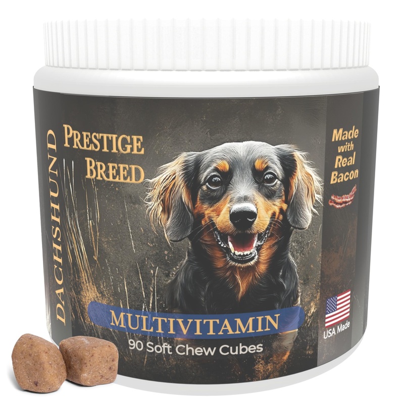 Dachshund Multivitamins, 90 Count, Made in The USA with Real Bacon
